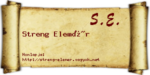Streng Elemér névjegykártya